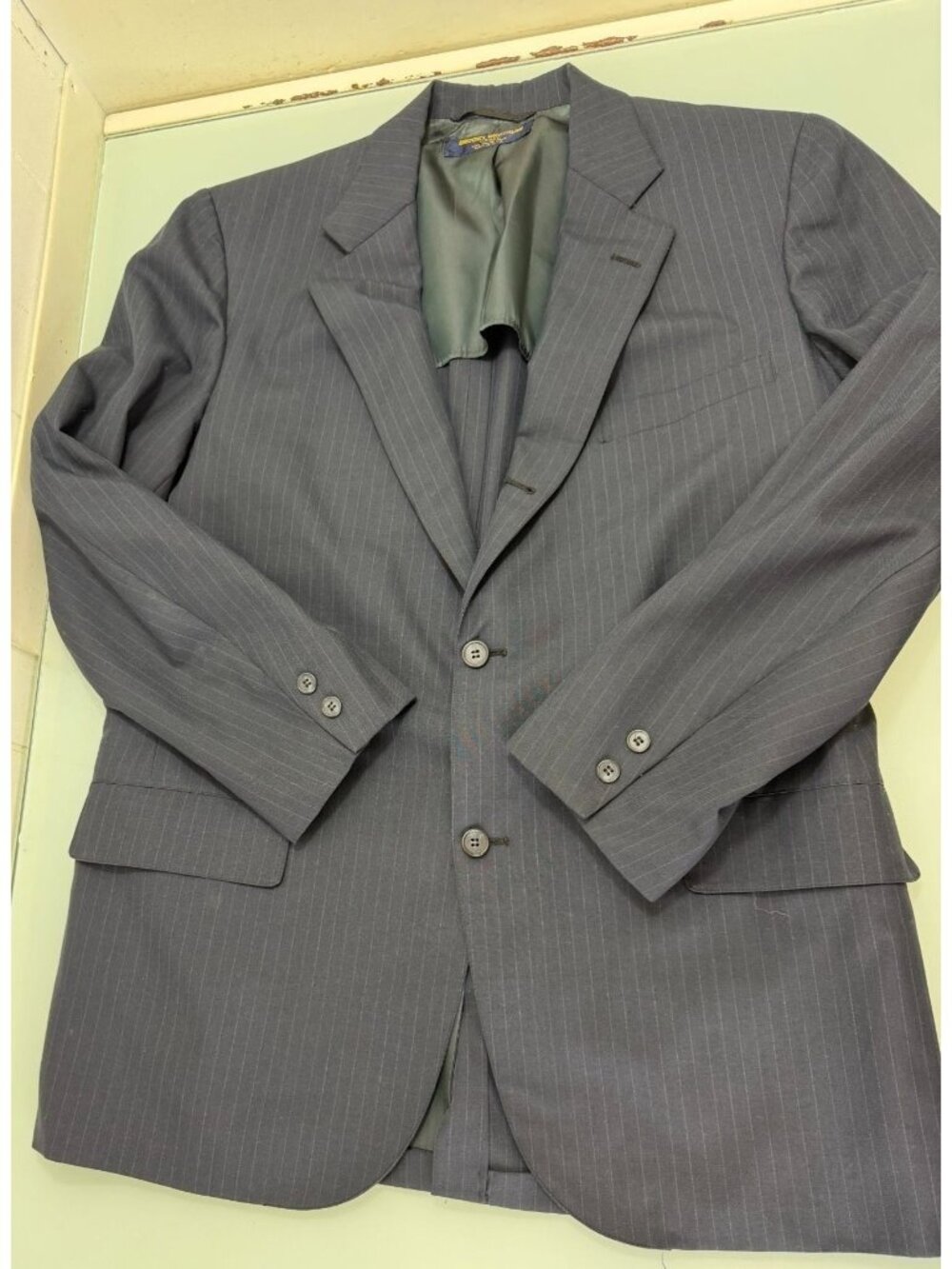 VTG Brooks Brothers 42R 3-roll-2 Blazer Semi-Unconstructed Navy Pinstripe USA